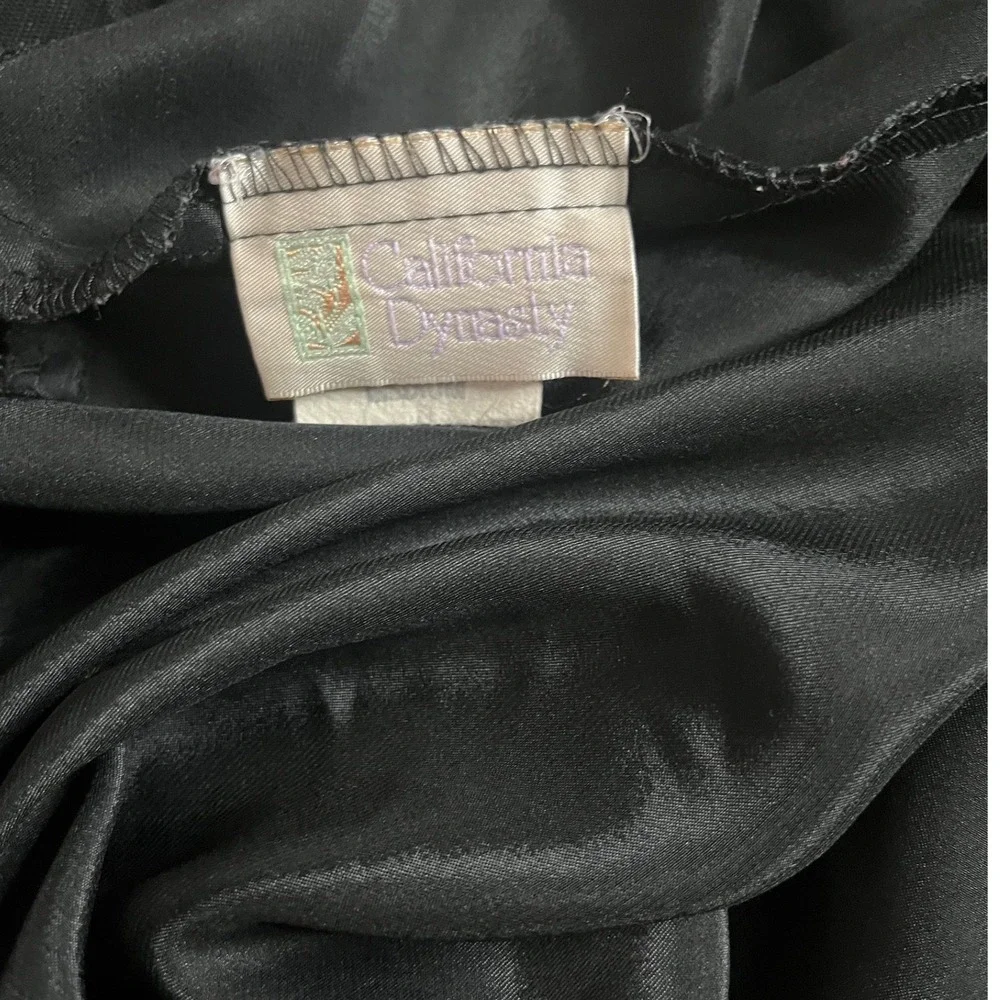 Vtg California Dynasty Nightgown Women's Medium Black‎ Liquid Satin